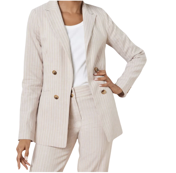 Double Stripe Linen Blazer
